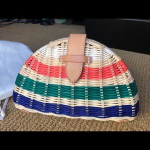 J Crew Rattan Clutch Stripe